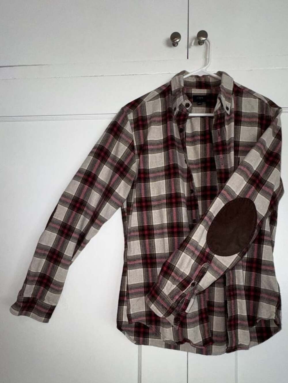 J Crew Shirt Flannel Mens Small Brown Red Plaid Button Up Long Sleeve Cotton